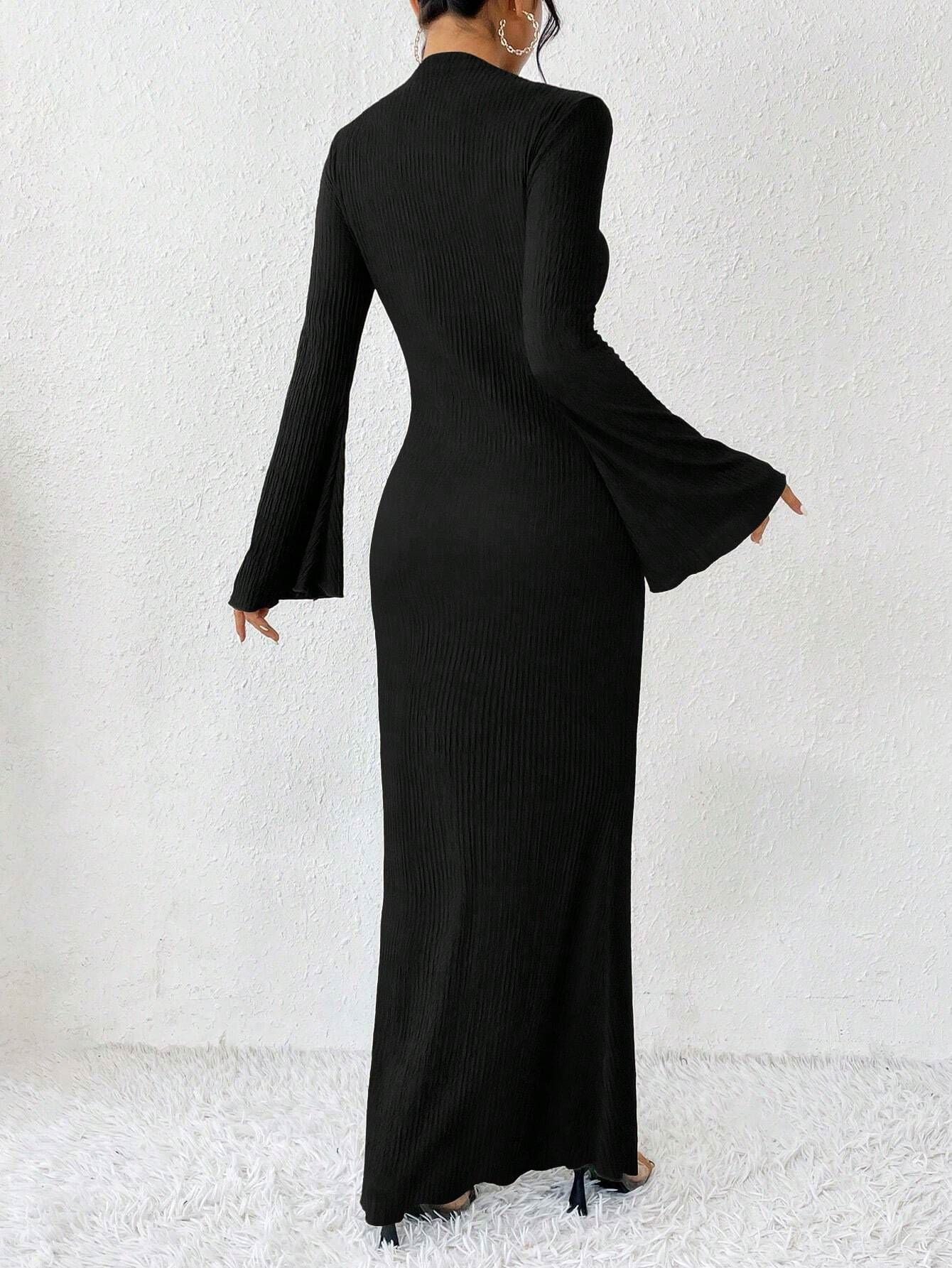 Autumn Winter Backless Sexy Party Club Black Bodycon Maxi Dresses Outfits for Women Long Sleeve Dress Vestido Streetwear New