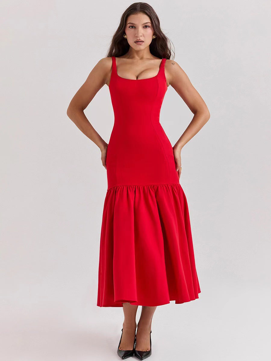 Sexy Plunge Splice Maxi Dress Outfits For Women Slim Fit Hip Wrap Party Club Dress