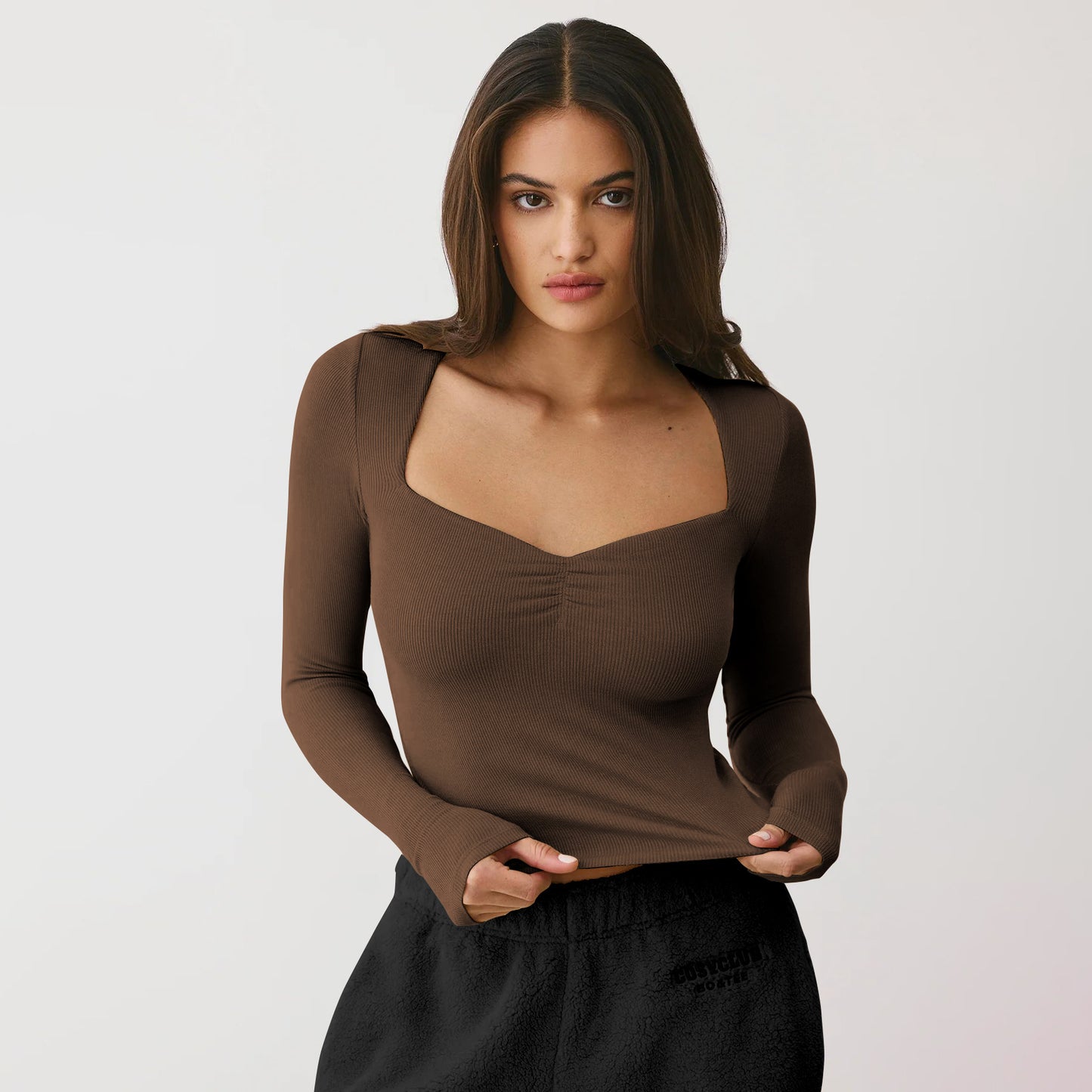 Women's Slim Square Neck Sexy Blouse 2025 Spring New Fashion Ladies Long-Sleeved T-Shirt Solid Color Female Bottoming Shirts