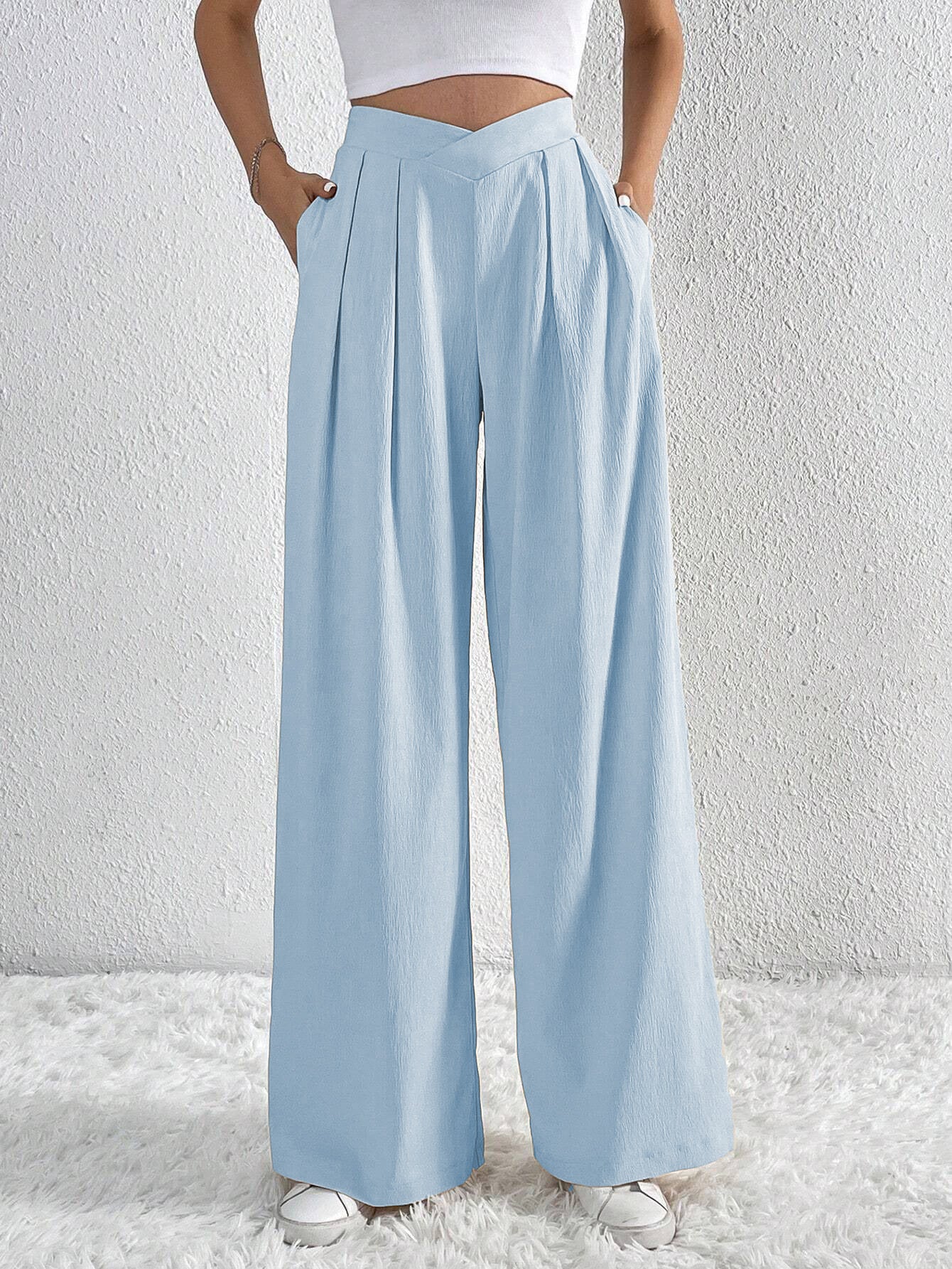 New Women's Commuter Style Pleated Casual Wide-leg Loose Trousers