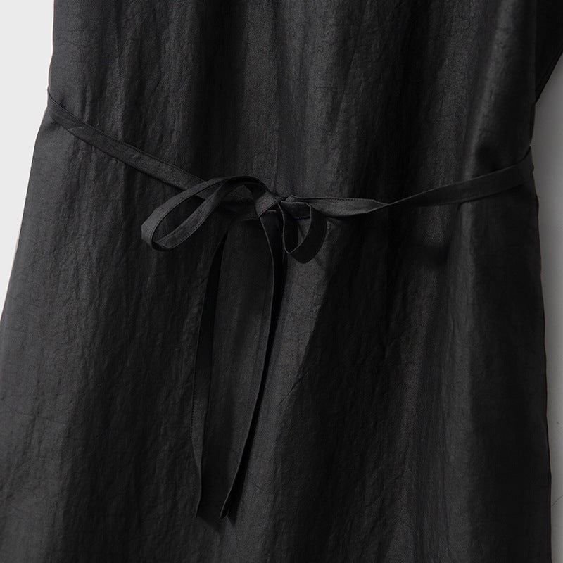 Silk Fragrant Clouds Turtle Cracks Mulberry Silk Sleeves Long Dress Black High End Youth Style Women's Fashion Dress