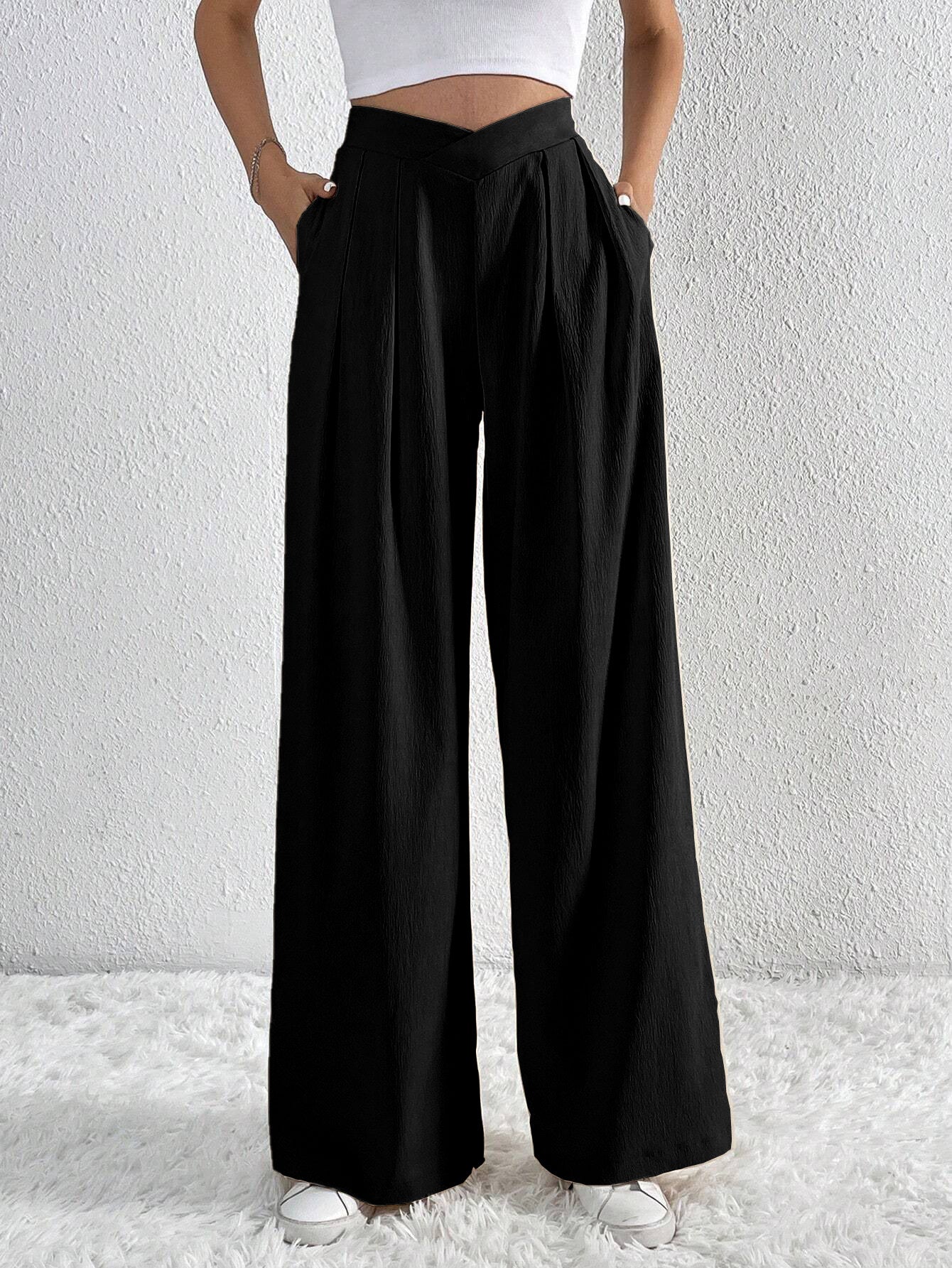 New Women's Commuter Style Pleated Casual Wide-leg Loose Trousers