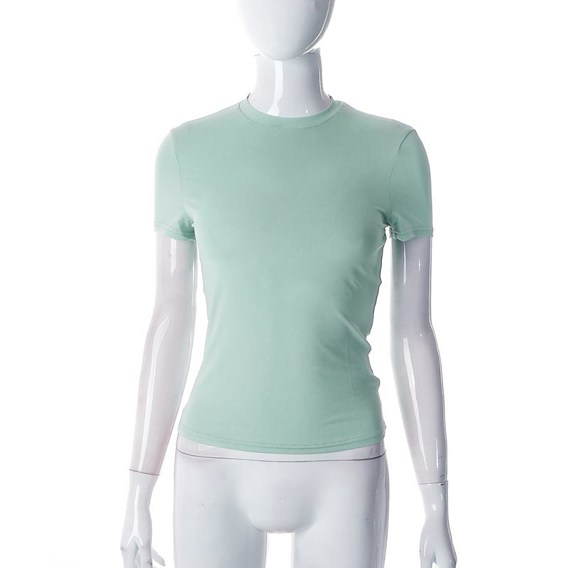 Spring New Short Sleeve T-Shirt Women Solid Color Simple Casual Soft All-Match Hot Basic Crop Tops Tee Summer Fashion Streetwear