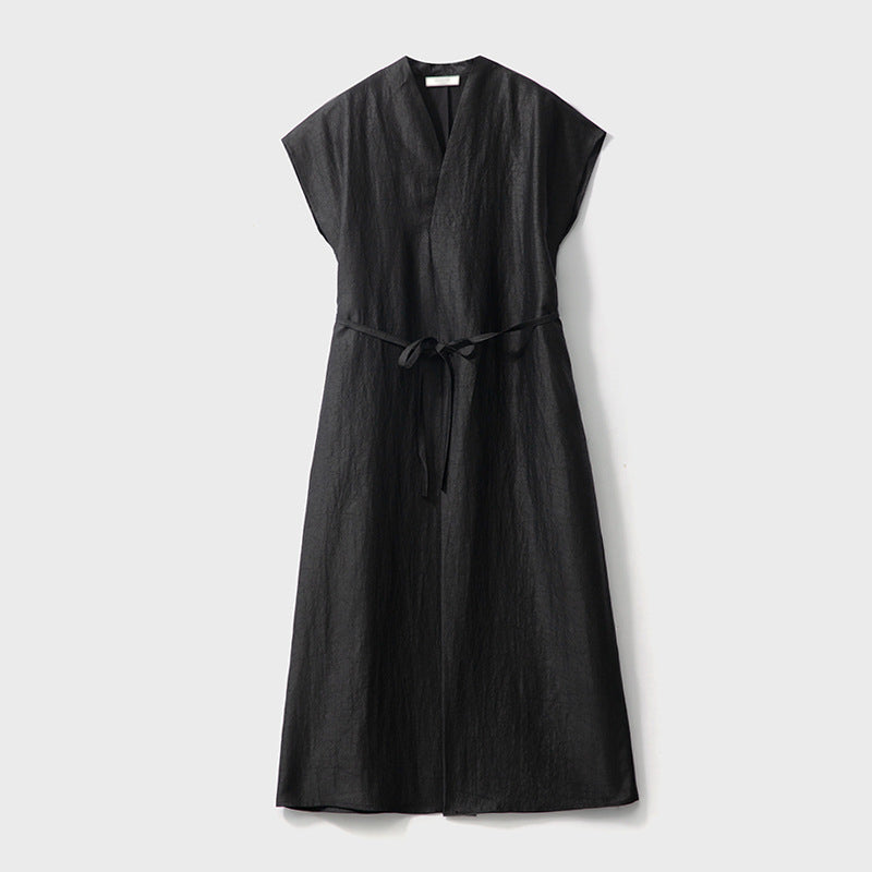 Silk Fragrant Clouds Turtle Cracks Mulberry Silk Sleeves Long Dress Black High End Youth Style Women's Fashion Dress