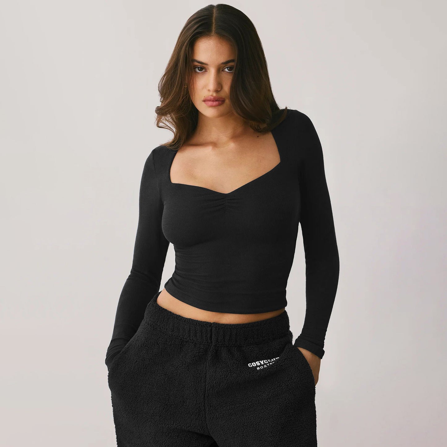Women's Slim Square Neck Sexy Blouse 2025 Spring New Fashion Ladies Long-Sleeved T-Shirt Solid Color Female Bottoming Shirts