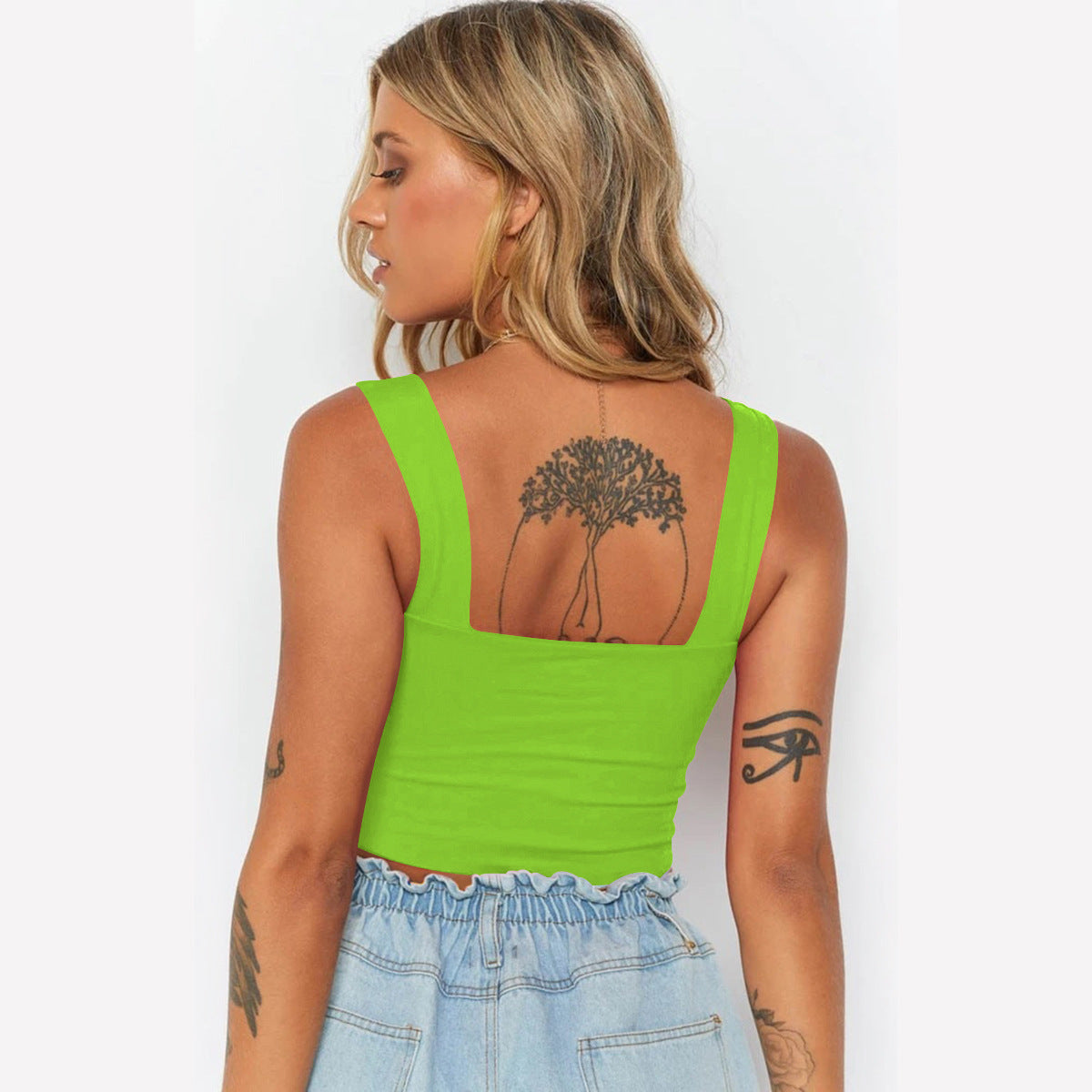 Fashionable Amazon Cross-Border Women's Clothing Summer New Style T-Shirt Sexy Tank Top Polyester Fiber Vest Strapless Top