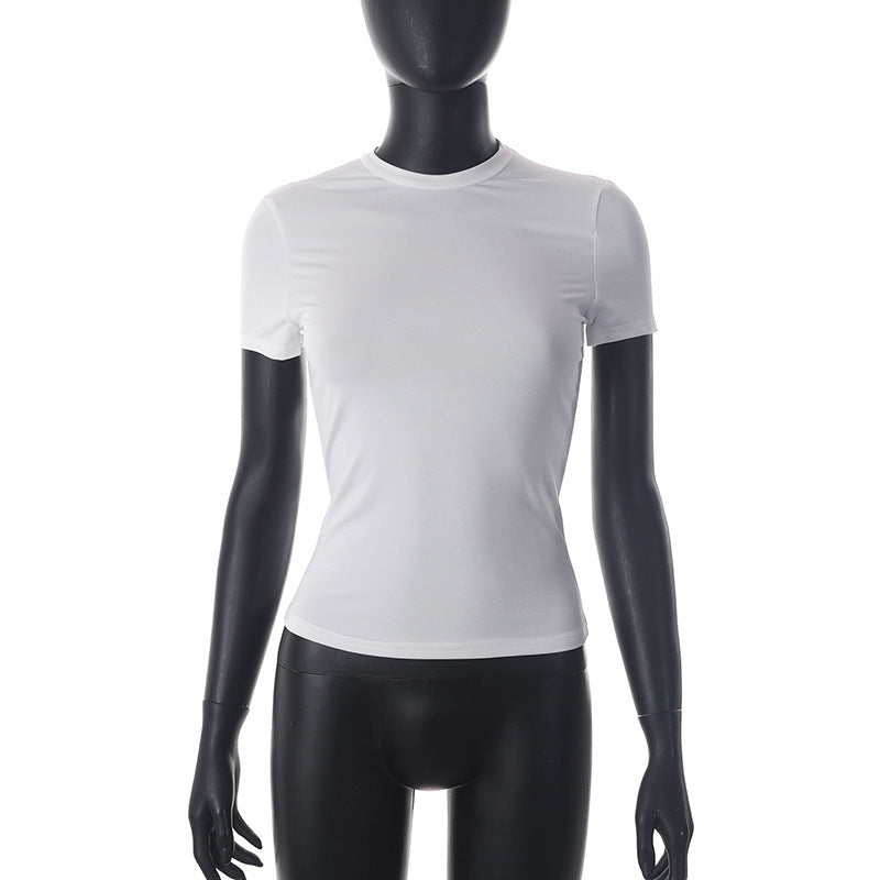 Spring New Short Sleeve T-Shirt Women Solid Color Simple Casual Soft All-Match Hot Basic Crop Tops Tee Summer Fashion Streetwear