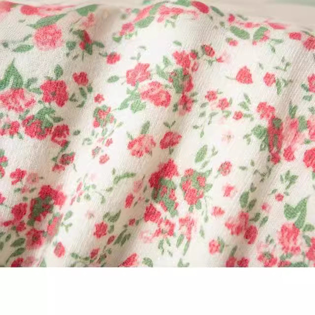 18th-century Pastoral Girl Menstrual Printed Wool Hat Shirt Long Sleeve Cotton Material Elegant Style Adults