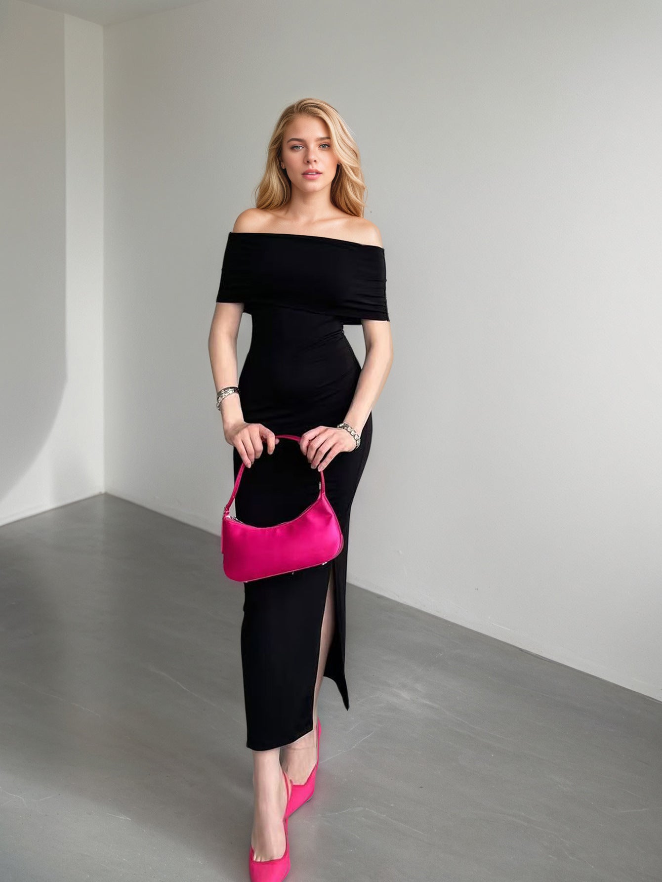 Backless Sexy Maxi Dress For Women Black Solid Off-shoulder Sleeveless Bodycon Club Party Long Dress Elegant