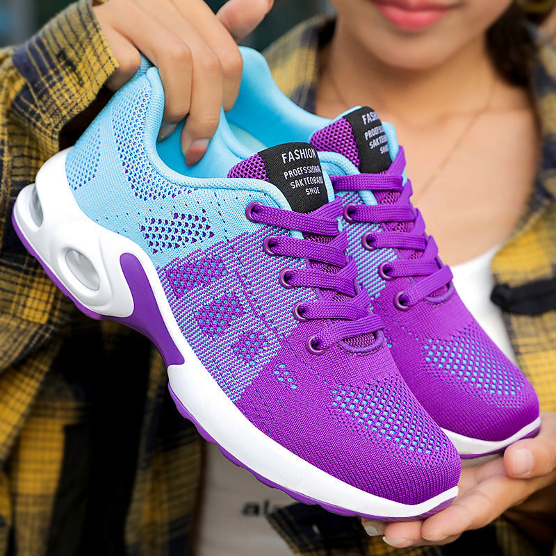 Womens Air Cushion Athletic Walking Sneakers Breathable Gym Jogging Tennis Sport Lace Up Shoes