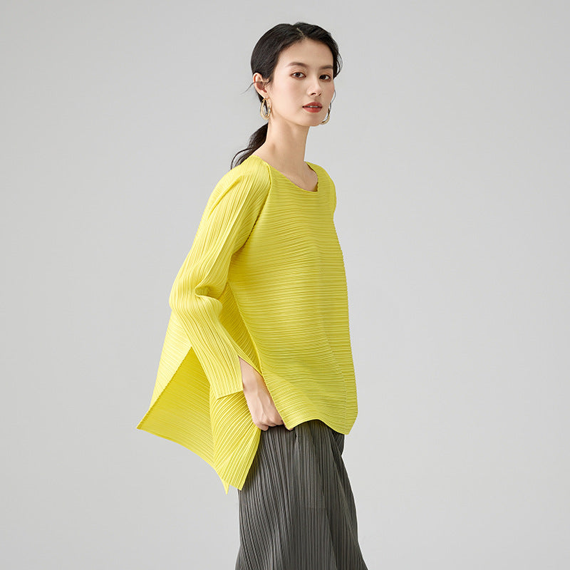 Spring New Fashion A Word Loose Thin Cuffs Open Fringe Long-sleeved T-shirt