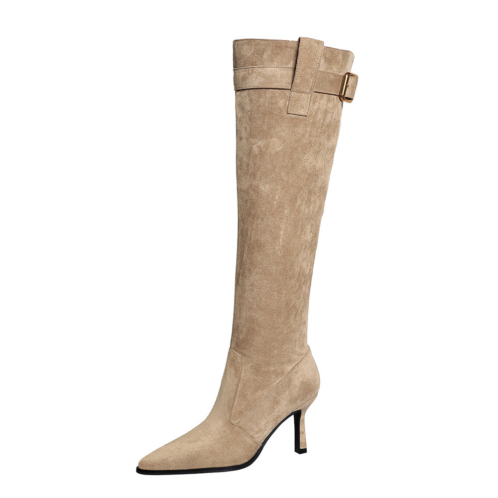 Winter Pointed Toe Women Knee High Boots Fashion Long Booties Designer Thin High Heels Stripper Shoes Botas