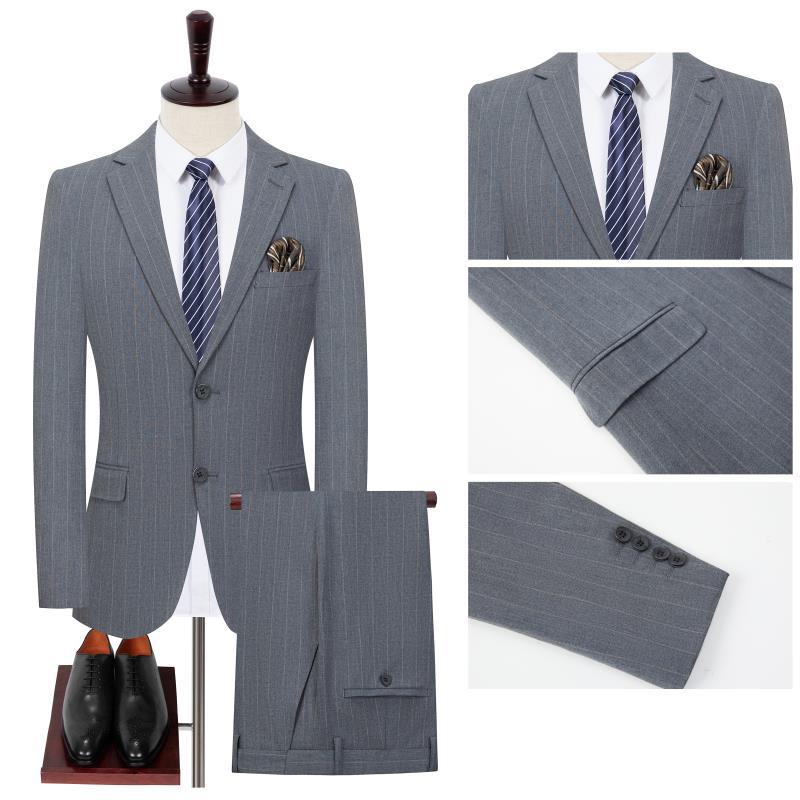 Two-button Suit for Men (suit + Trousers) Handsome Slim-fit Business Professional Work Formal Two-piece Set