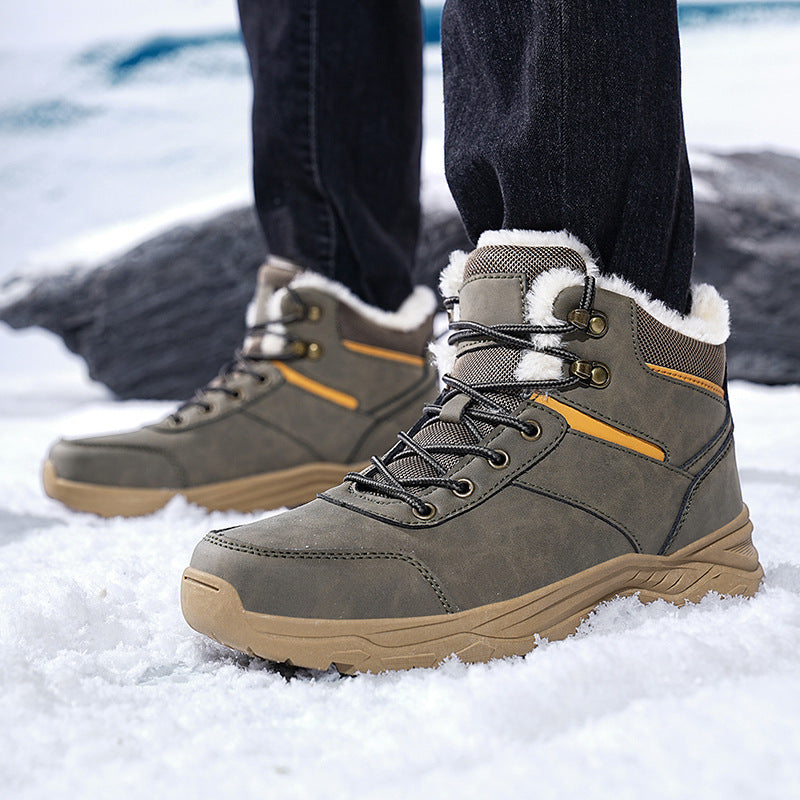 New Winter Shoes for Men Boots Warm Plush Leather Snow Ankle Boots HIking Shoes Men Timberland Boots
