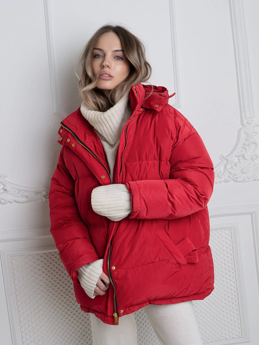 Fashion Thicken Warm Puffer Coats Women's Autumn Winter Cap Zip Soft Jacket
