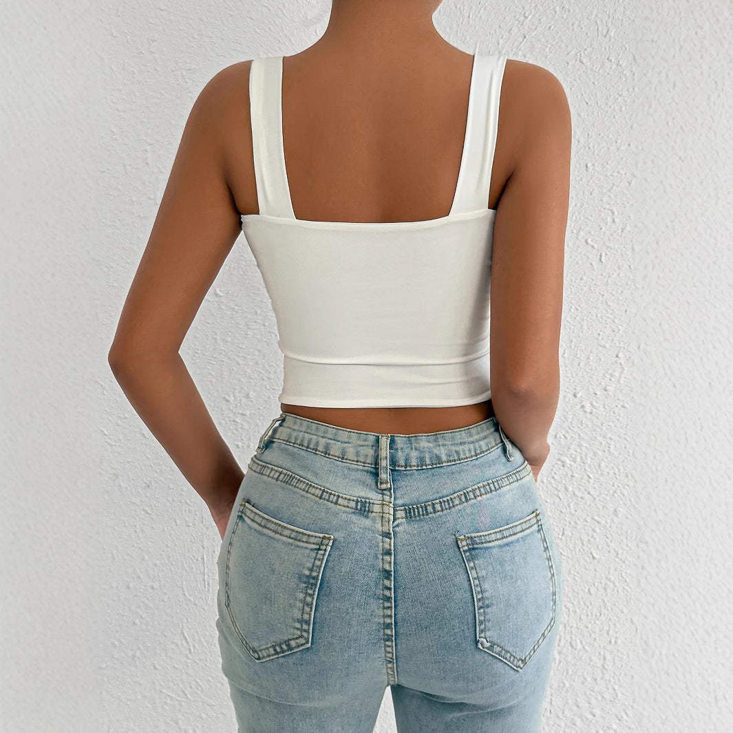 Women's Basic Solid Crop Tank Top, Casual Stretchy Sleeveless Tank Top, Casual Every Day Tops, Women's Clothing