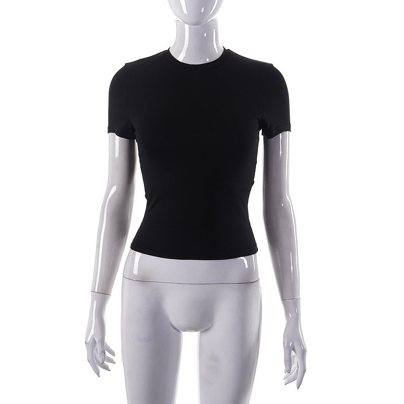 Spring New Short Sleeve T-Shirt Women Solid Color Simple Casual Soft All-Match Hot Basic Crop Tops Tee Summer Fashion Streetwear