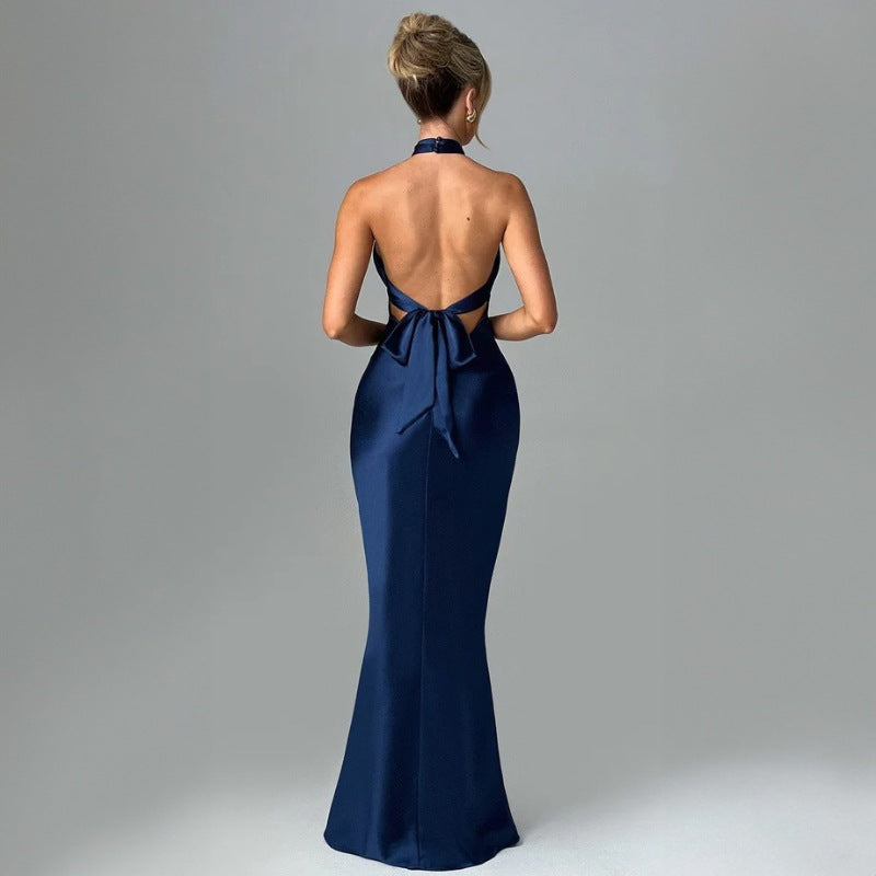 Avrilyaan Satin Backless Slim Sexy Dress Women Bodycon Long Summer Dress Mermaid Elegant NightClub Party Dresses Vestidos