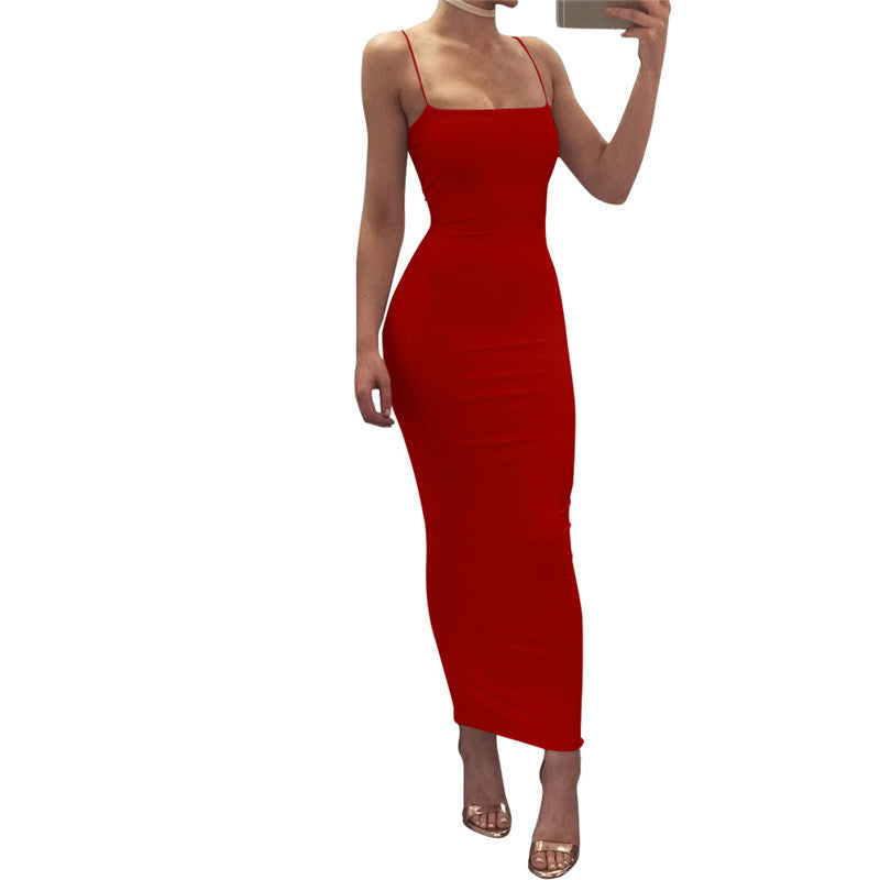 Autumn Winter Women Solid White Black Strap Midi Dress Bodycon Sexy Streetwear Party Club Elegant Fashion Clothes