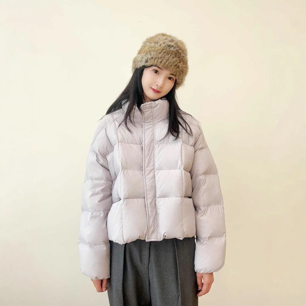 Women's Short Vertical Collar Loose Solid Color Bread Suit Student's Cotton-padded Coat for Small Winter High-end Girl's Coat