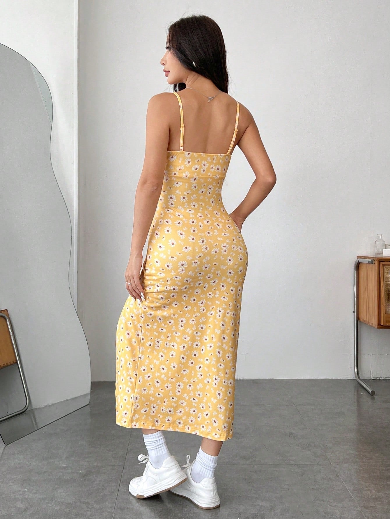 Fall 2025 Long Dress Strapless Wrap Chest High Slit Daisy Leopard Print Wrap around Skirt Maxi Dress