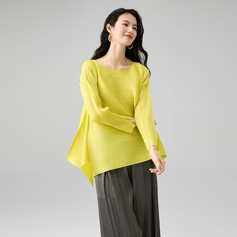 Spring New Fashion A Word Loose Thin Cuffs Open Fringe Long-sleeved T-shirt