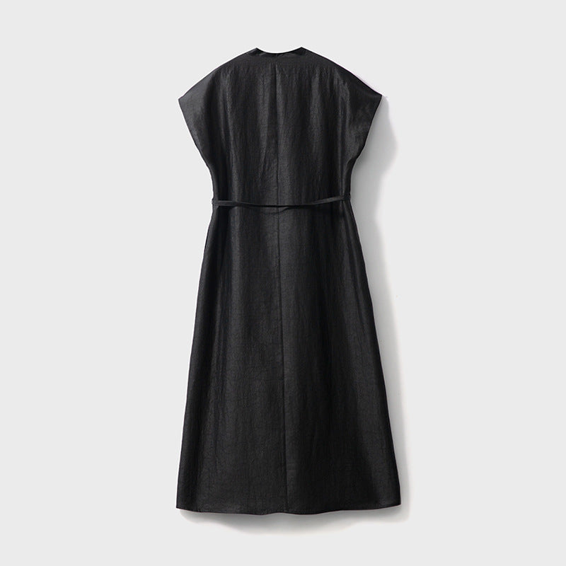 Silk Fragrant Clouds Turtle Cracks Mulberry Silk Sleeves Long Dress Black High End Youth Style Women's Fashion Dress