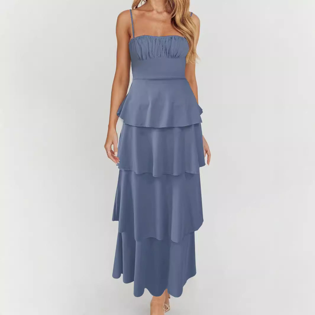 Sexy Open-Back Tank Cake Skirt Amazon Best Seller Wrinkle-Free Slimming Fashion Dress For Women