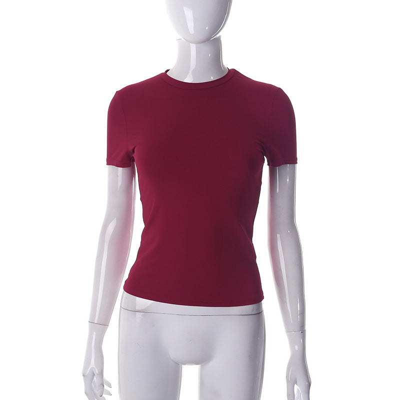 Spring New Short Sleeve T-Shirt Women Solid Color Simple Casual Soft All-Match Hot Basic Crop Tops Tee Summer Fashion Streetwear