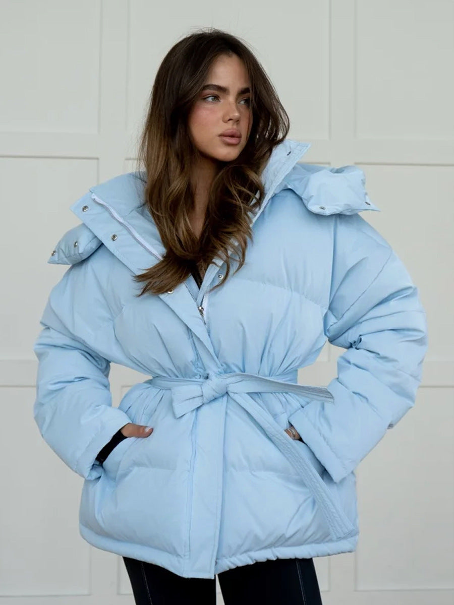 Fashion Thicken Warm Puffer Coats Women's Autumn Winter Cap Zip Soft Jacket