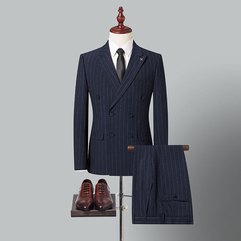 Double-breasted Suit Two-piece, Men's Fashion Slim Dress Jacket with Pants,Wedding / Business Men Sets