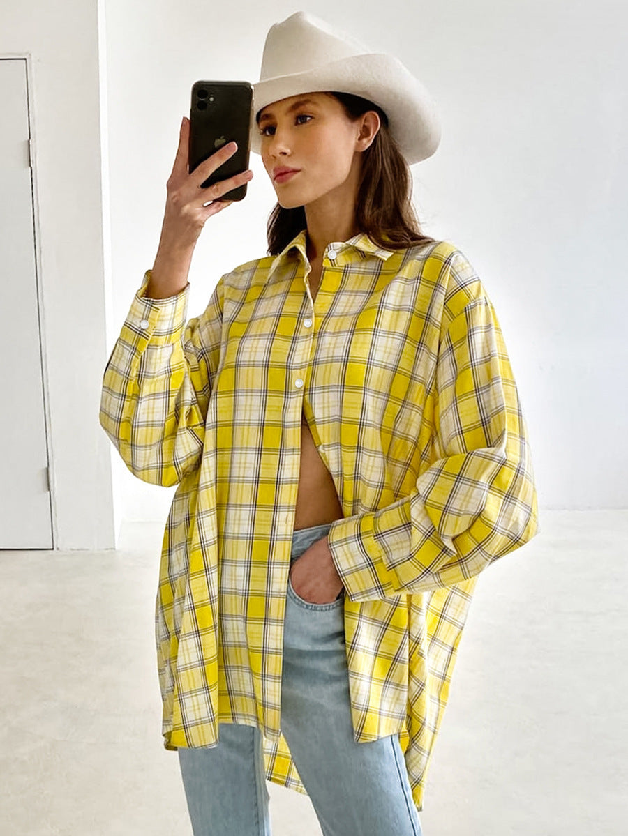 100% Cotton Women's Fashion Long Sleeve Loose Top Summer Casual Shirt