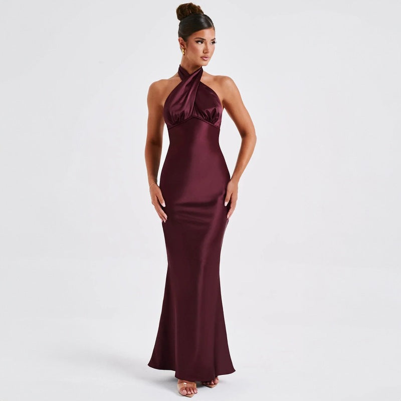 Avrilyaan Satin Backless Slim Sexy Dress Women Bodycon Long Summer Dress Mermaid Elegant NightClub Party Dresses Vestidos