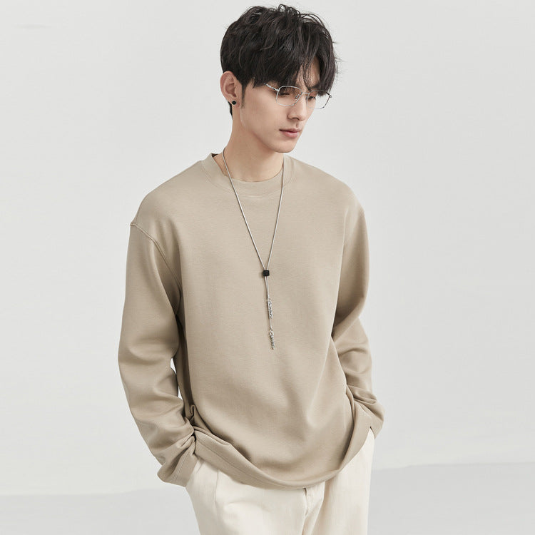 Cotton Men's T-shirt Solid Color Breathable Man Long Sleeves Pure Color Women T Shirt T-shirts for Male Tops Tees