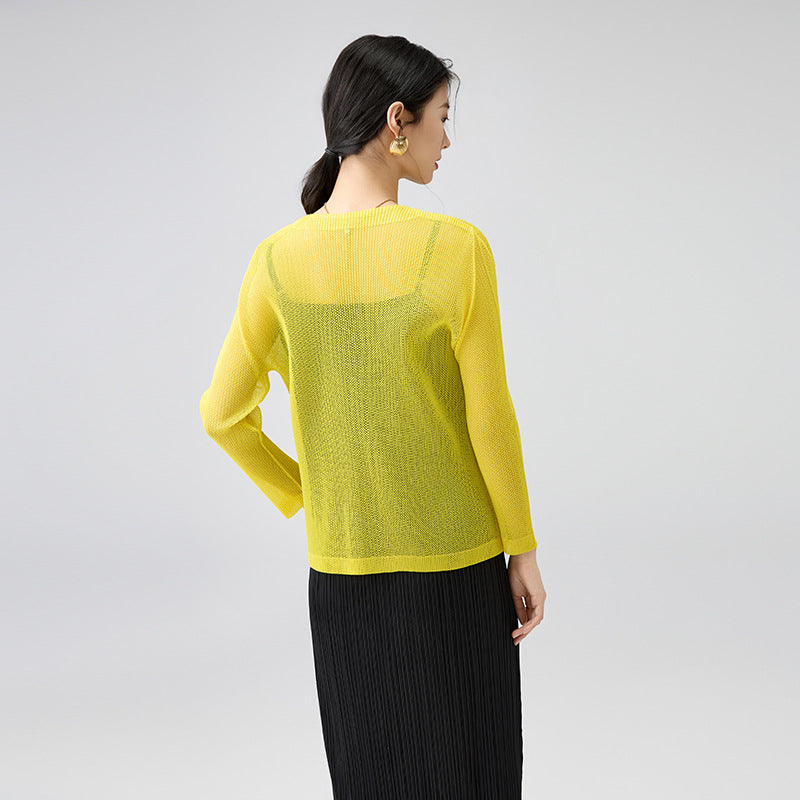 Spring New Temperament Mesh Long-sleeved Cardigan V-neck Loose Casual Versatile Sunwear