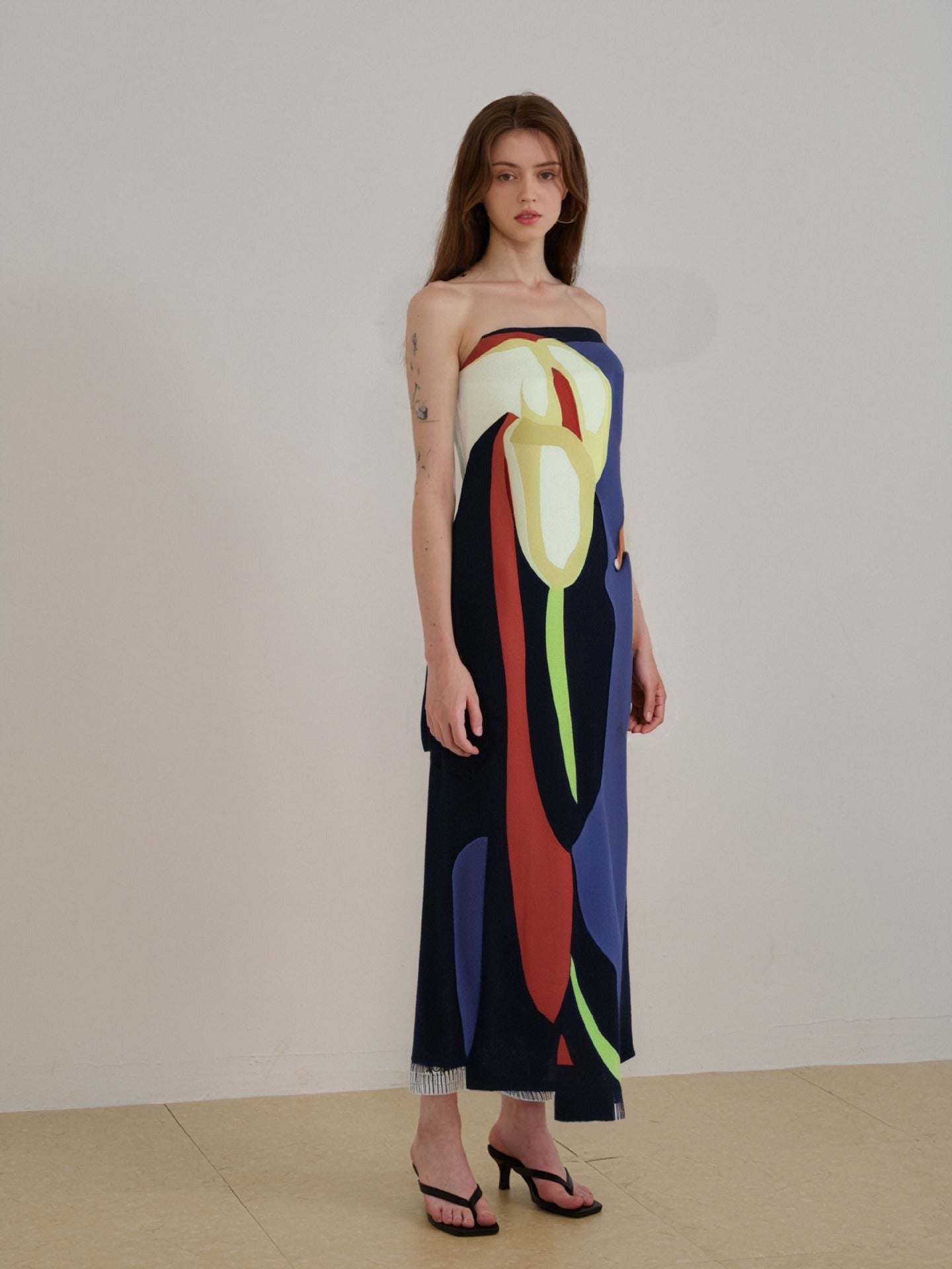 Sexy Strapless Backless Printed Long Dress Women Fashion Sleeveless Off Shoulder Vestidos Summer Lady Party Evening Robes