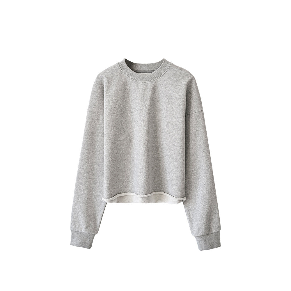 Fall Crop Hoodless Women'S Casual Long Sleeve Pullover Casual Sport Style Classic Round Neck Sweatshirts Womens Popular Clothes