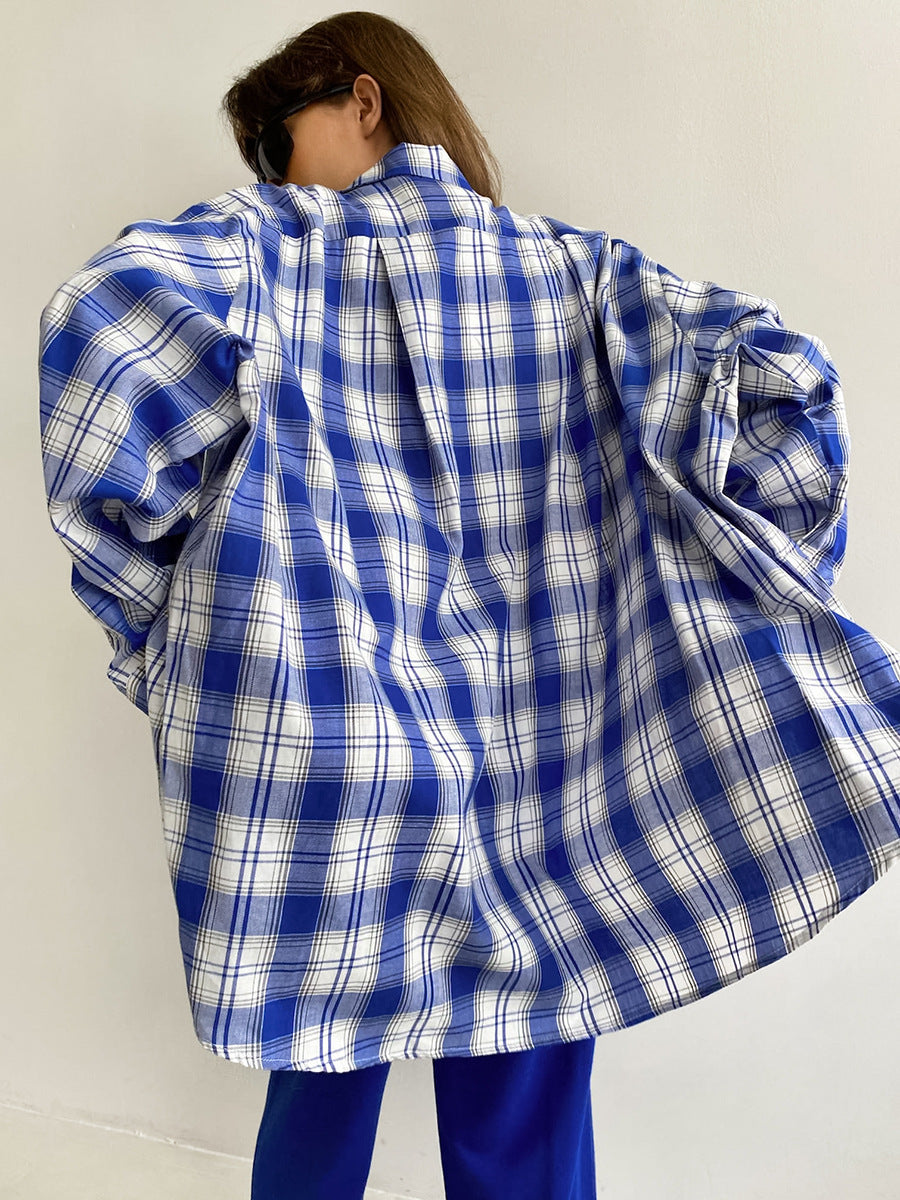 100% Cotton Women's Fashion Long Sleeve Loose Top Summer Casual Shirt