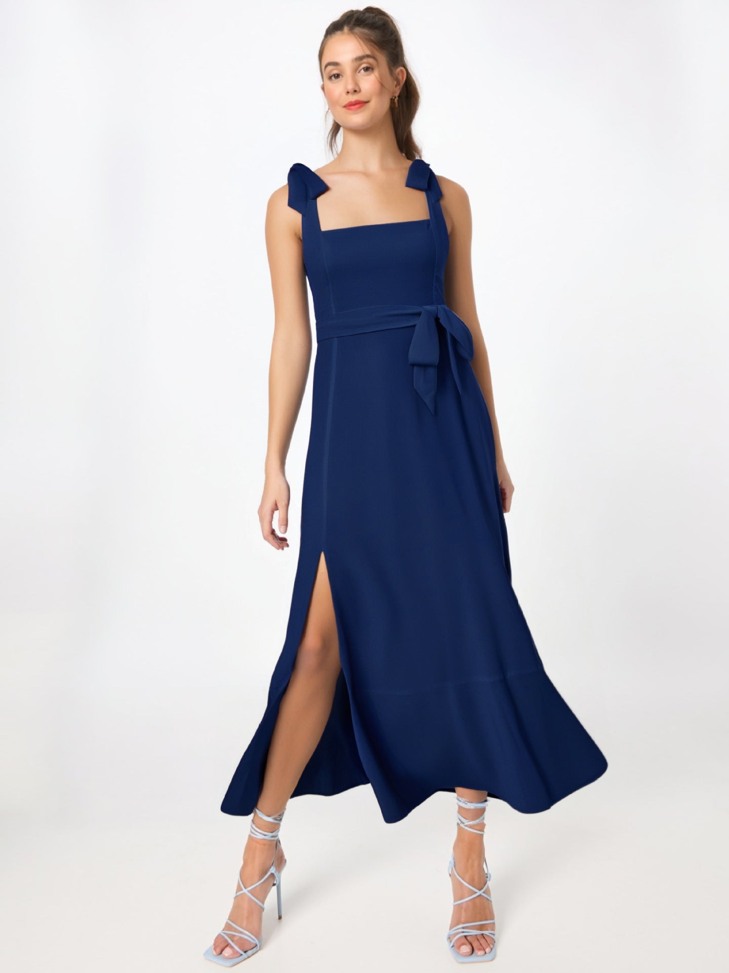 Elegant Slimming Petite Waist Split Skirt Long Dress For Women Summer New Arrival French Style Solid Color Dress