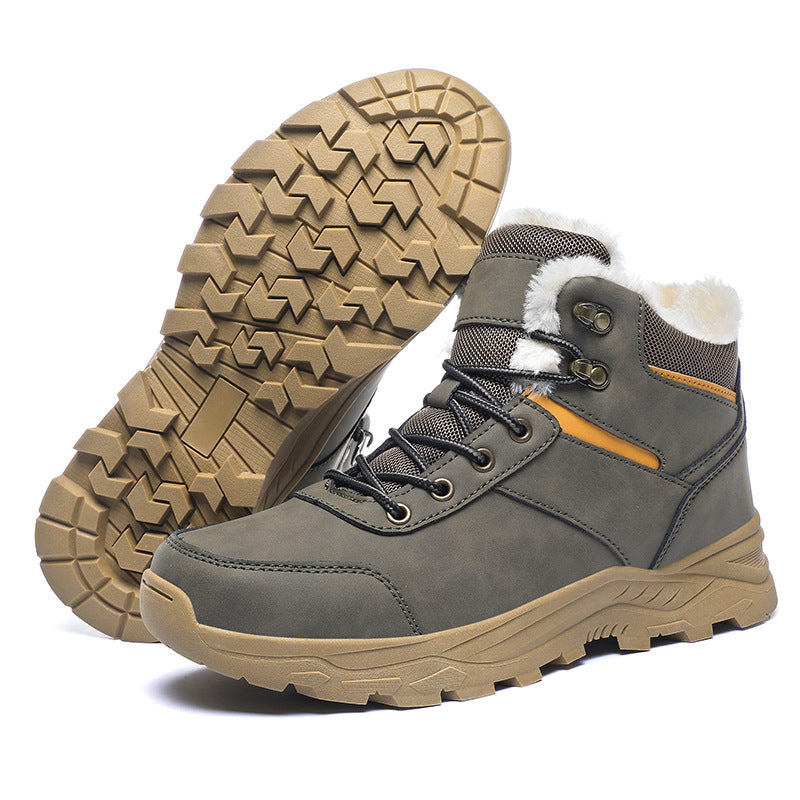 New Winter Shoes for Men Boots Warm Plush Leather Snow Ankle Boots HIking Shoes Men Timberland Boots