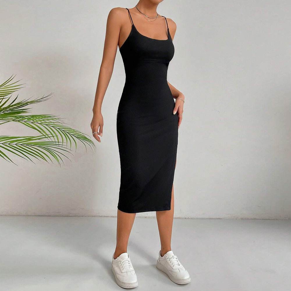 Sexy Sleeveless Slim Long Dress Women Party Club High Split Spaghetti Strap Dresses Woman Bodycon Dress Female