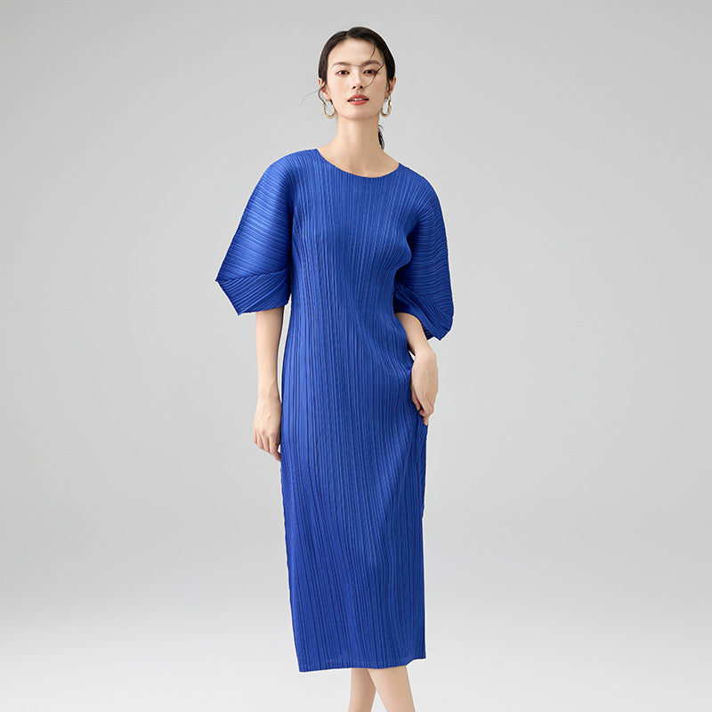 Summer New Premium Feeling Round Neck Loose Fashion Comfortable Casual Long Dresses