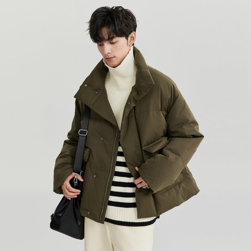Short Thick Male Jackets Warm Men's Quilted Padded Coats Winter Korean Reviews Many Work Casual Clothing
