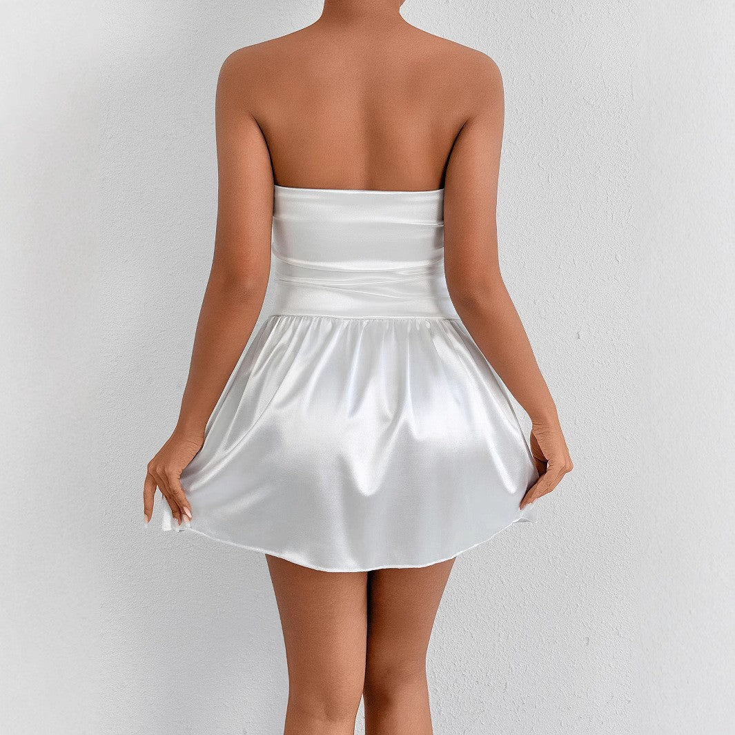 Townlike Waist Wrap A-line Pleated Dress Women Strapless Mini 2025 Spring Summer Dress Backless Nightclub Sexy Party Dresses
