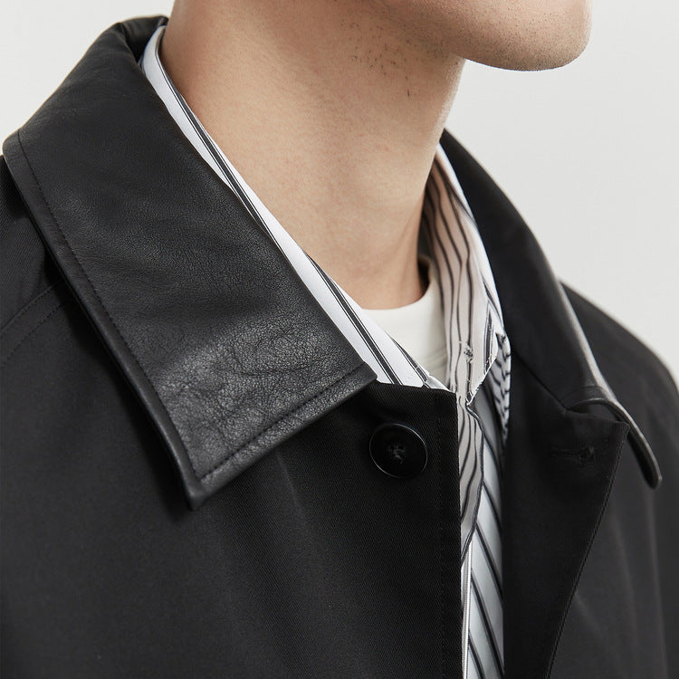 Spring Autumn Men Long Coat Windbreaker Casual Loose Design Solid Color Trench Men Fashion Korean Style Mens Jackets Outerwear