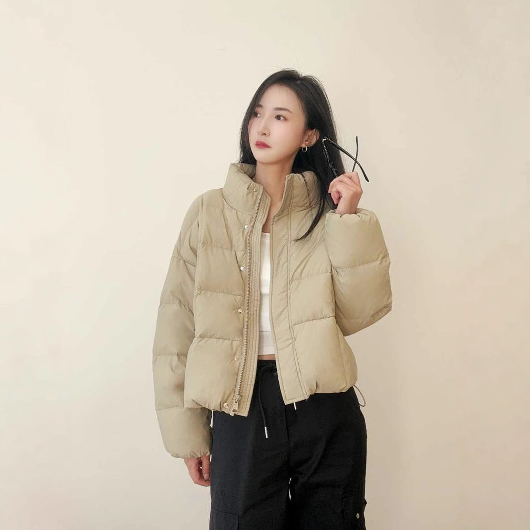 Women's Short Vertical Collar Loose Solid Color Bread Suit Student's Cotton-padded Coat for Small Winter High-end Girl's Coat