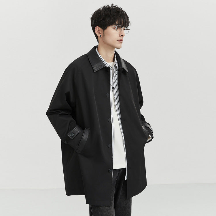 Spring Autumn Men Long Coat Windbreaker Casual Loose Design Solid Color Trench Men Fashion Korean Style Mens Jackets Outerwear