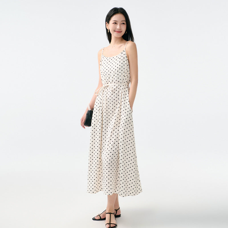 Fashion Female Elastic High Waist Casual Spaghetti Strap Sleeveless Dress Women Chiffon Dresses