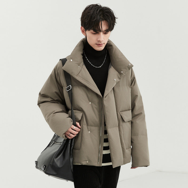 Short Thick Male Jackets Warm Men's Quilted Padded Coats Winter Korean Reviews Many Work Casual Clothing