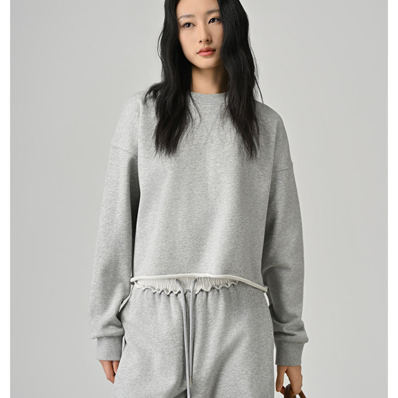 Fall Crop Hoodless Women'S Casual Long Sleeve Pullover Casual Sport Style Classic Round Neck Sweatshirts Womens Popular Clothes